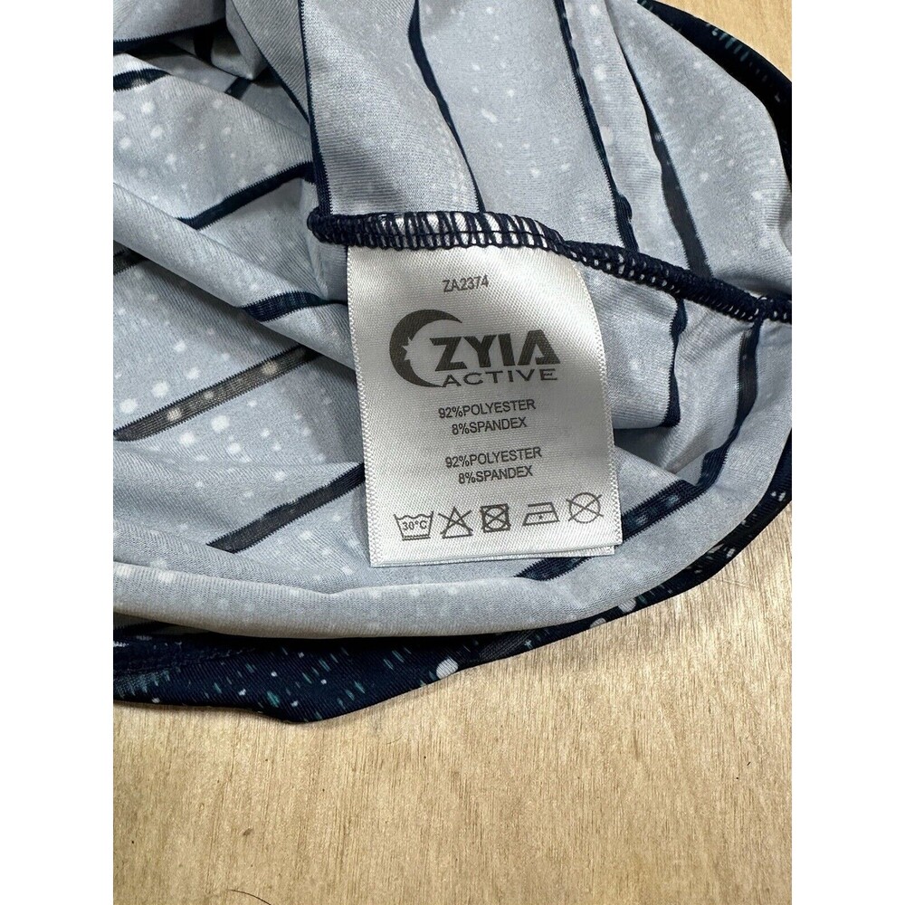 Zyia Active Navy Blue With Teal And White Spots Tank Size Small Shear Stripes - Picture 8 of 11